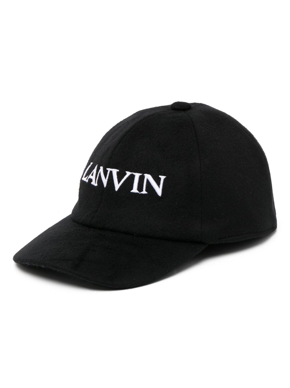 Lanvin logo刺绣羊毛羊绒混纺棒球帽 - 黑色