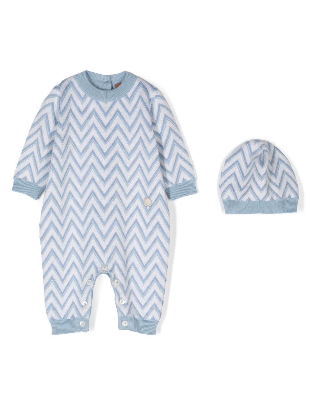 Missoni Kids 人字纹图案针织连体衣（两件装) - 蓝色