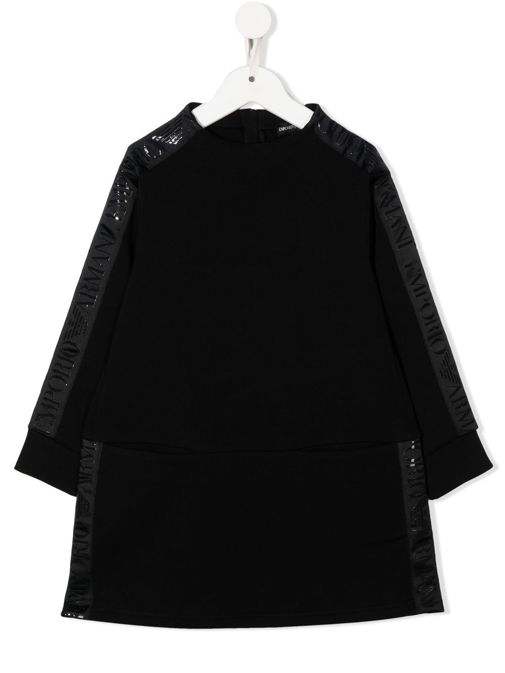 Emporio Armani Kids logo织带长袖连衣裙 - 蓝色