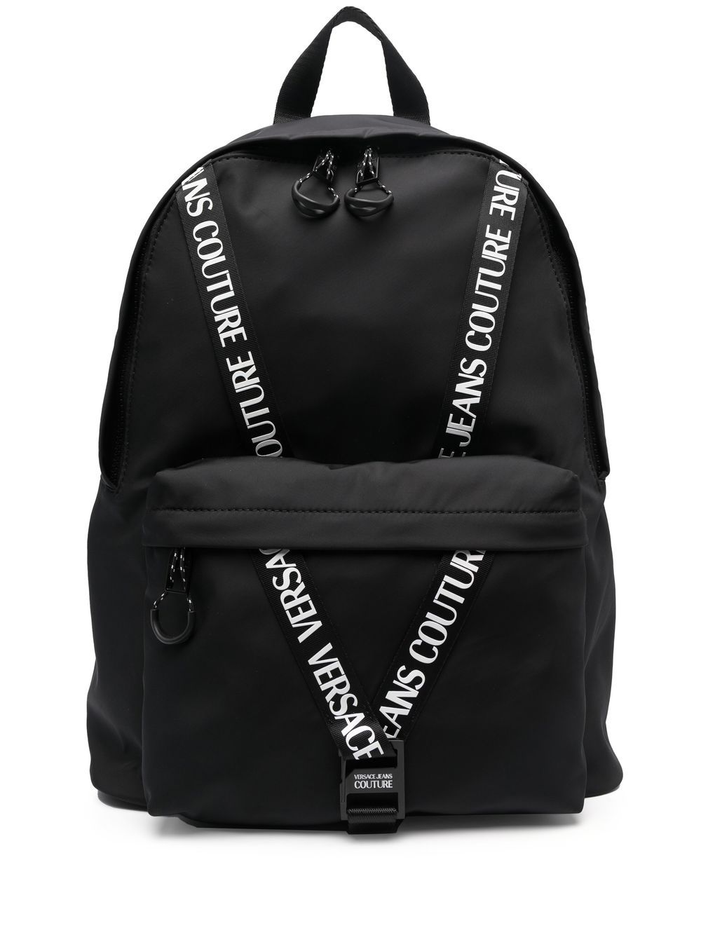 Versace Jeans Couture logo饰带细节双肩包 - 黑色