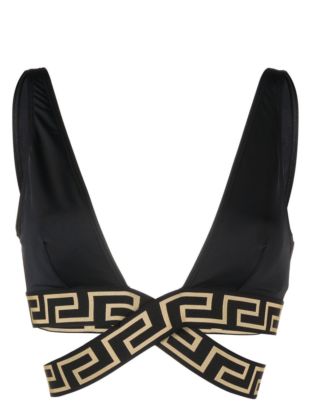 Versace Greca Border 三角形比基尼上装 - 黑色