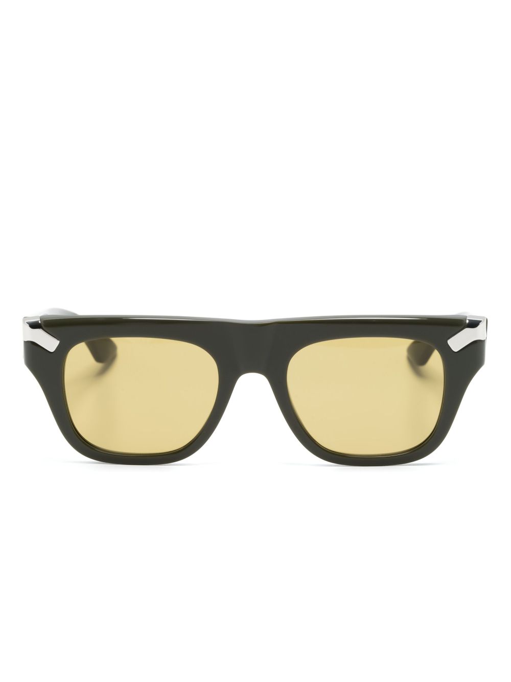 Alexander McQueen Eyewear logo雕刻方框太阳眼镜 - 绿色