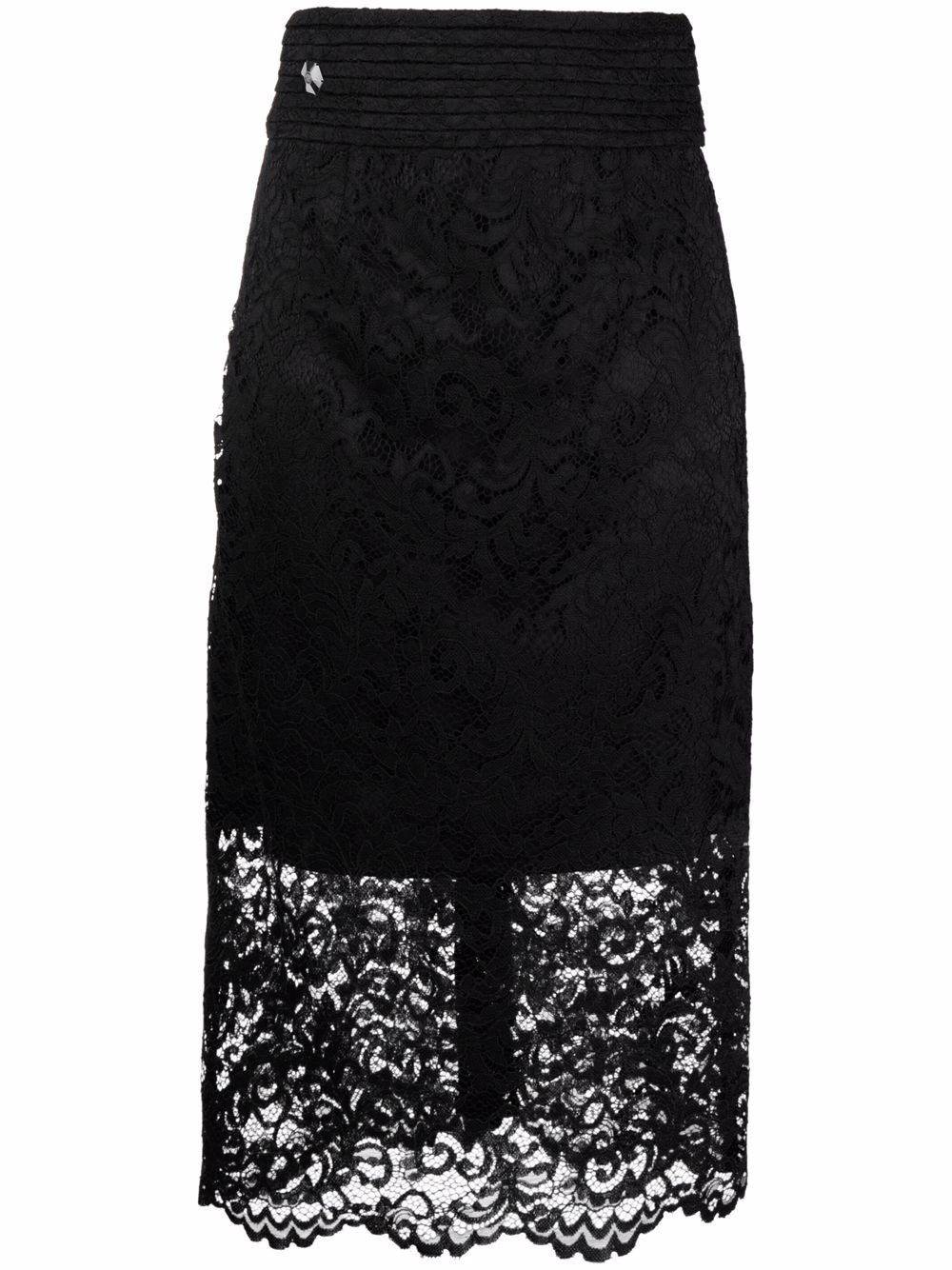 Philipp Plein 高腰蕾丝半身裙 - 黑色