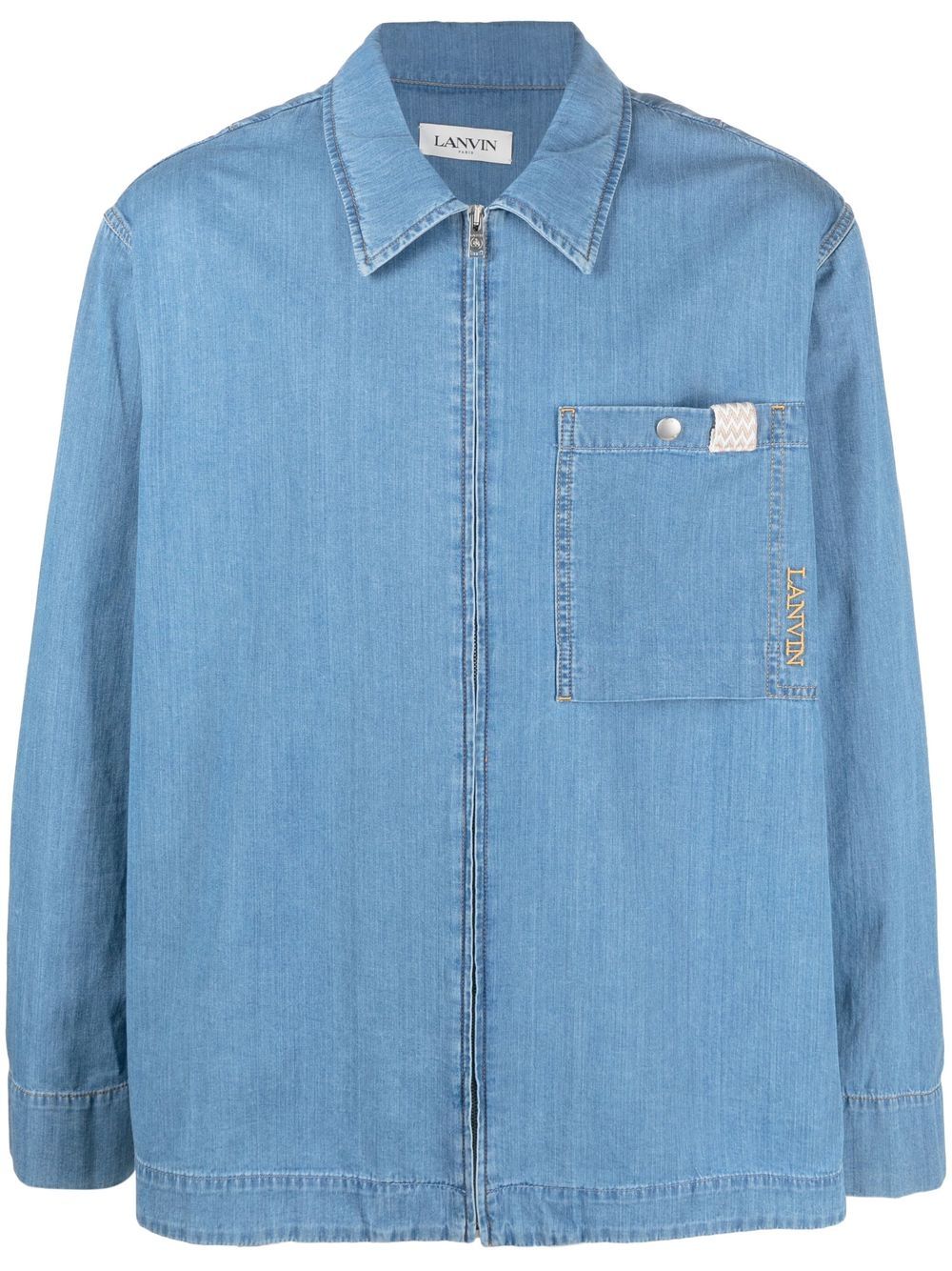 Lanvin 拉链牛仔衬衫 - 蓝色