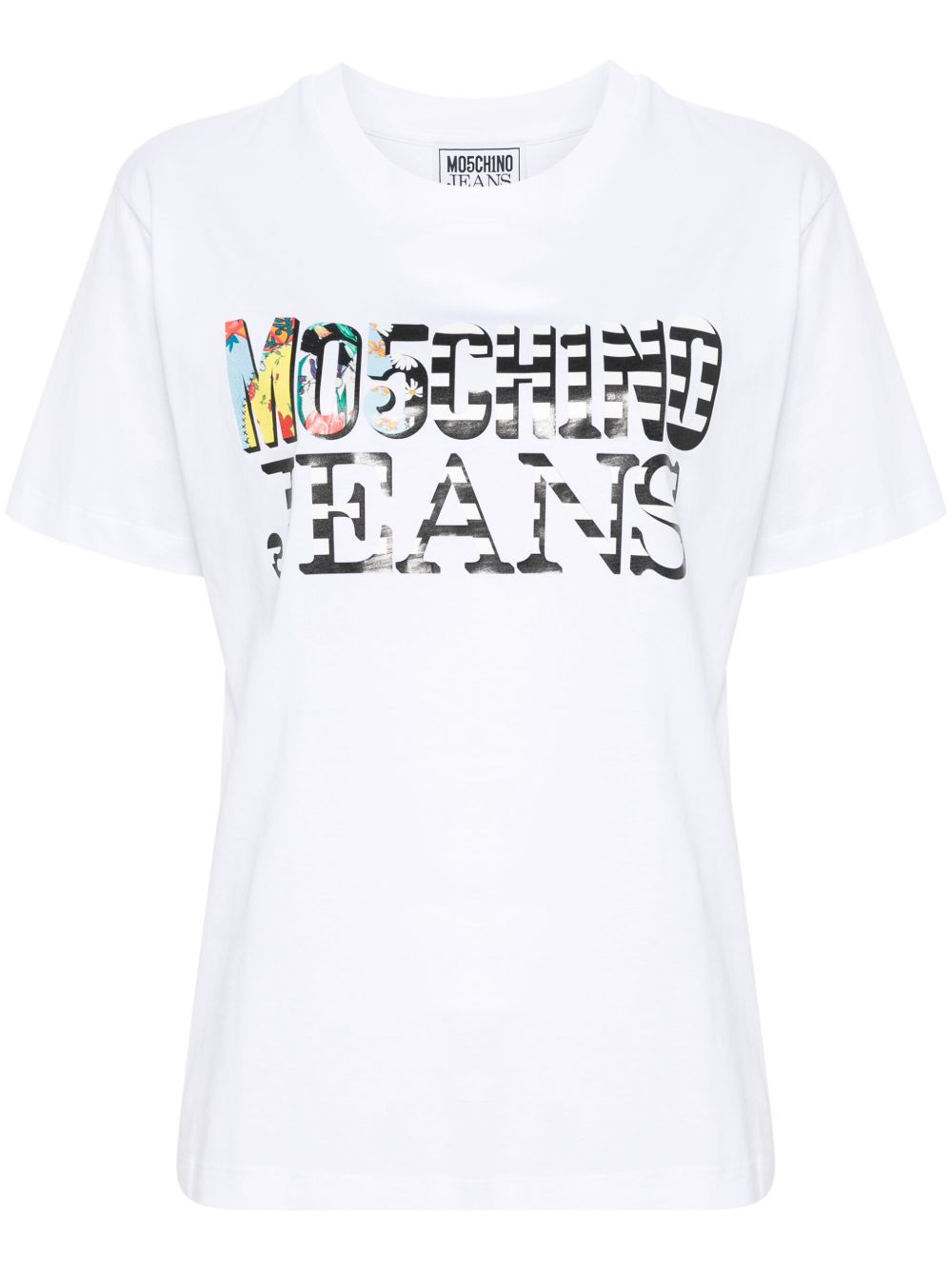 MOSCHINO JEANS logo印花棉T恤 - 白色