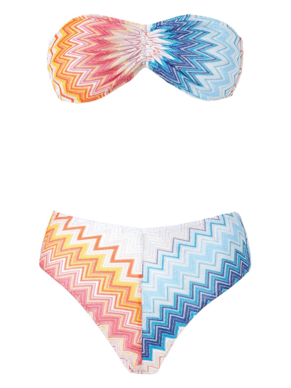 Missoni Z字形图案针织比基尼套装 - 蓝色