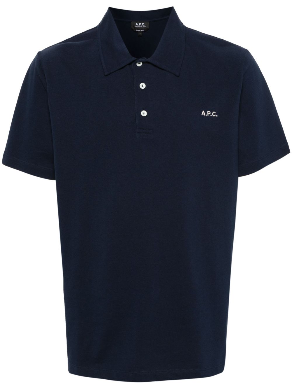 A.P.C. logo刺绣棉polo衫 - 蓝色