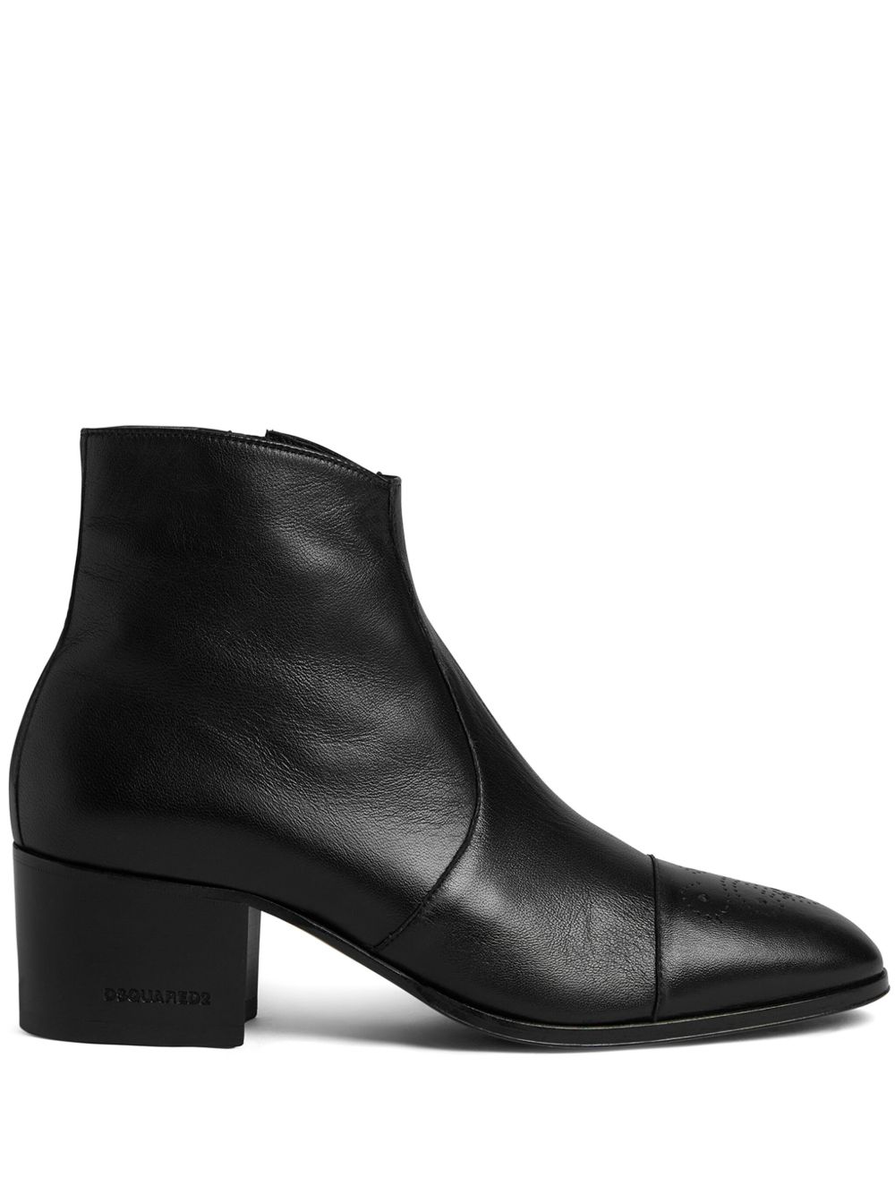 DSQUARED2 皮质中跟及踝靴 - 黑色