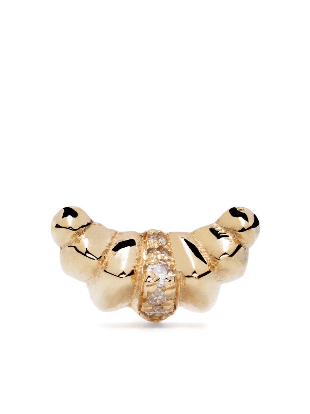 Lizzie Mandler Fine Jewelry Croissant 18K黄金钻石耳钉 - 金色