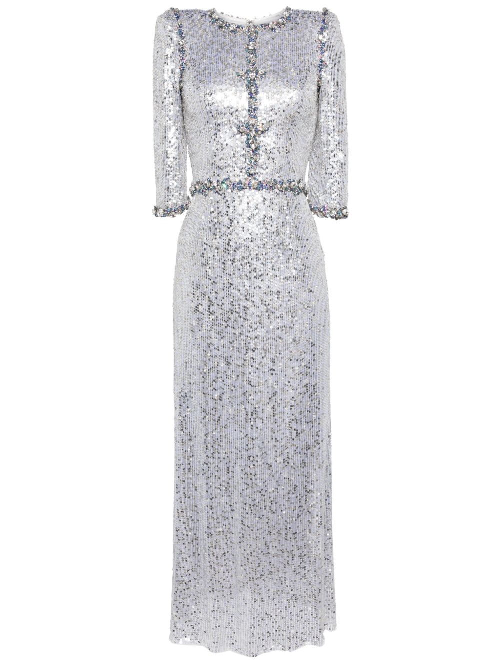 Jenny Packham Pretty Things 超长连衣裙 - 银色