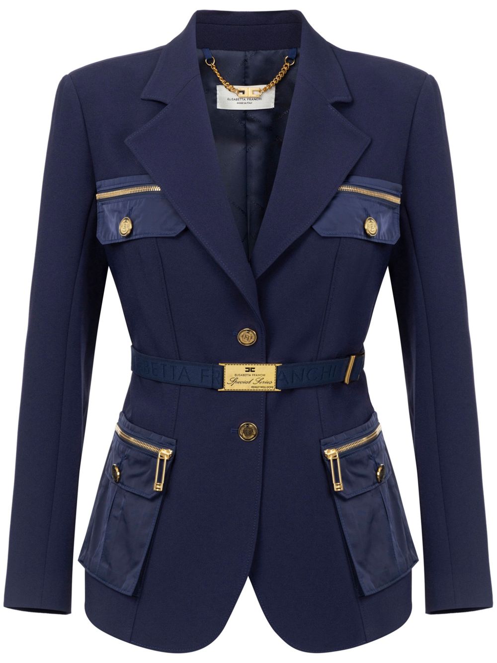 Elisabetta Franchi 多口袋工装西装夹克 - 蓝色