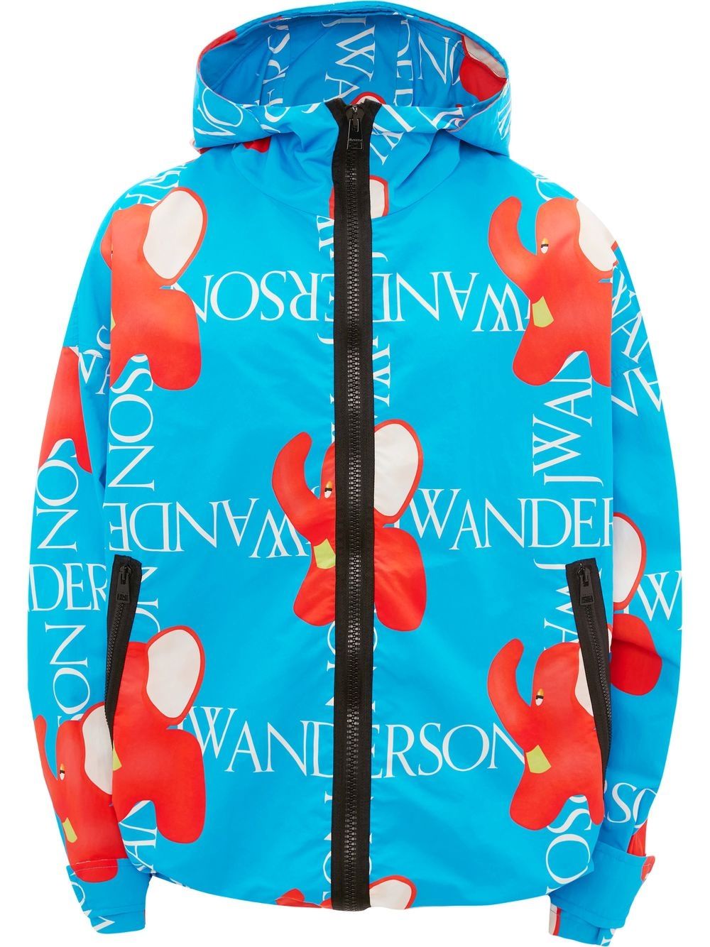 JW Anderson logo印花连帽夹克 - 蓝色
