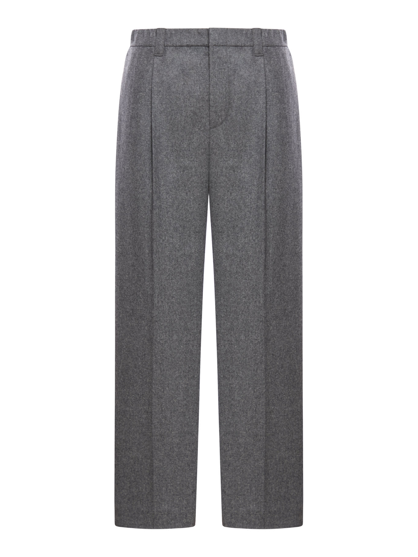 Brunello Cucinelli Grey Pants With Elastic Waistband In Wool And Cashmere Woman