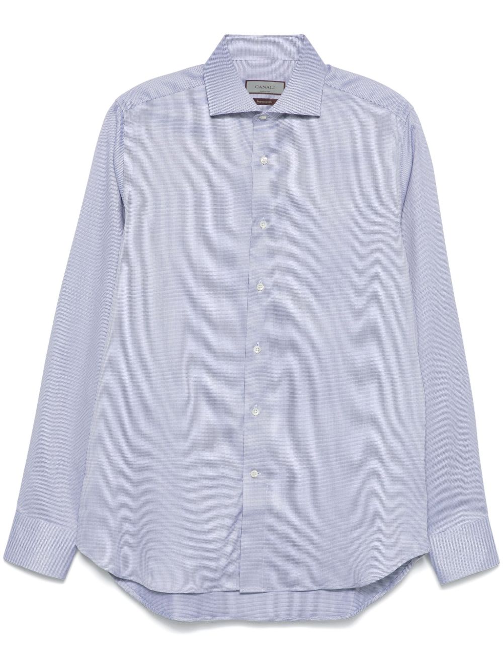 Canali 细致纹理棉衬衫 - 蓝色