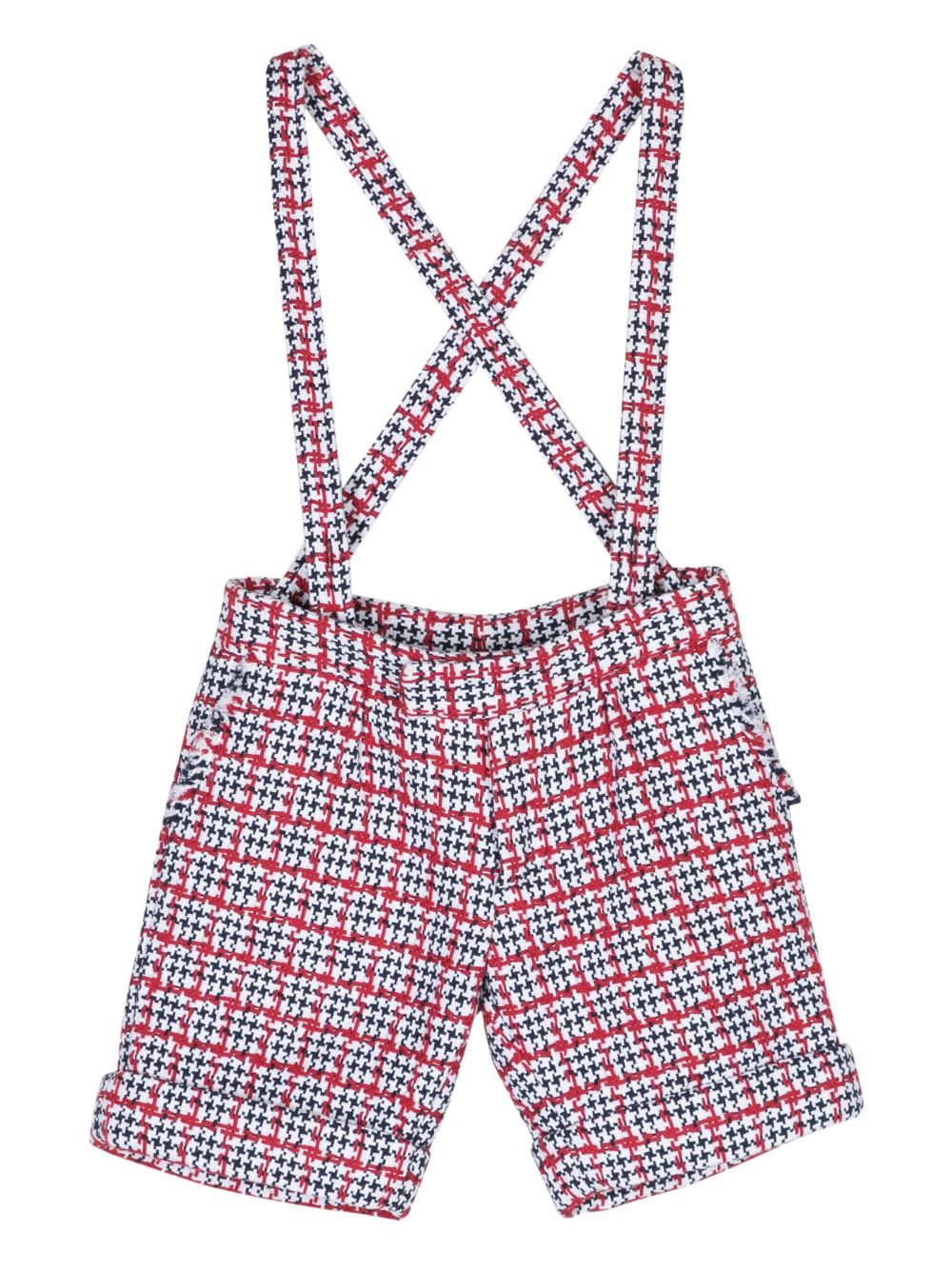 Thom Browne Kids 千鸟格纹图案粗花呢短裤 - 白色