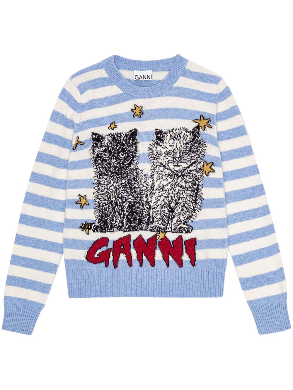 GANNI 刺绣长袖毛衣 - 蓝色