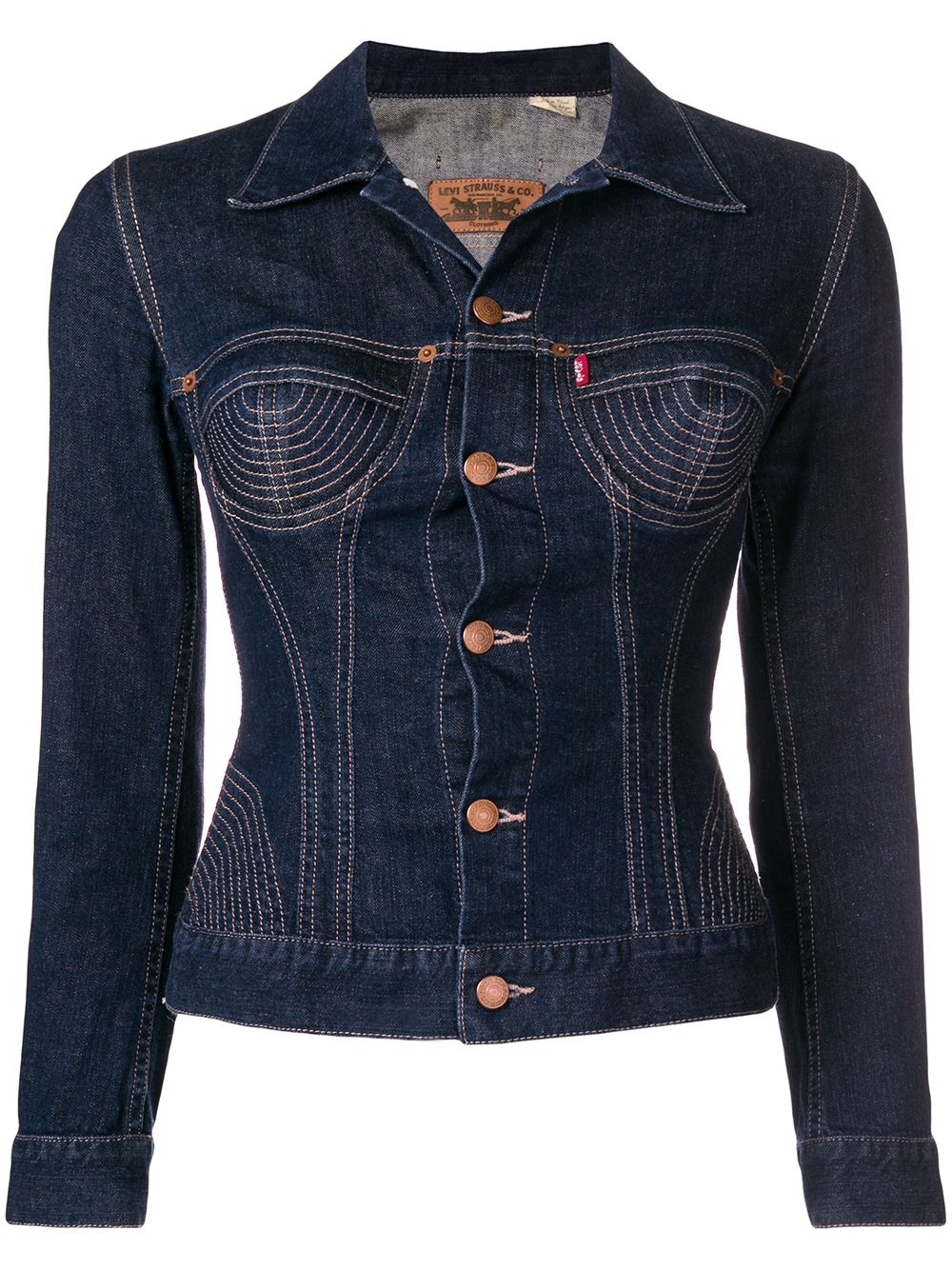 Jean Paul Gaultier Pre-Owned 古着针脚细节牛仔夹克 - 蓝色