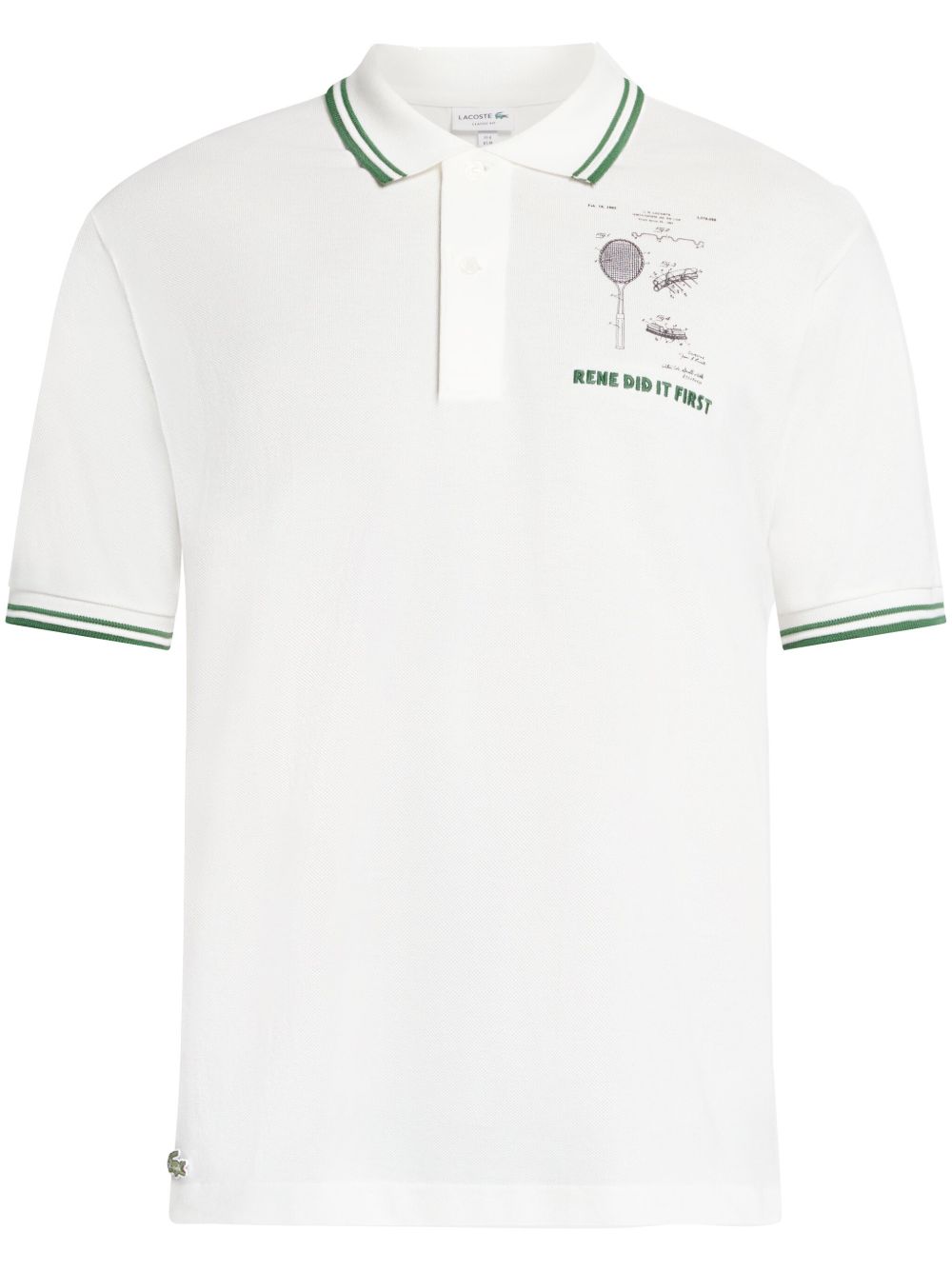 Lacoste 标语刺绣棉polo衫 - 白色
