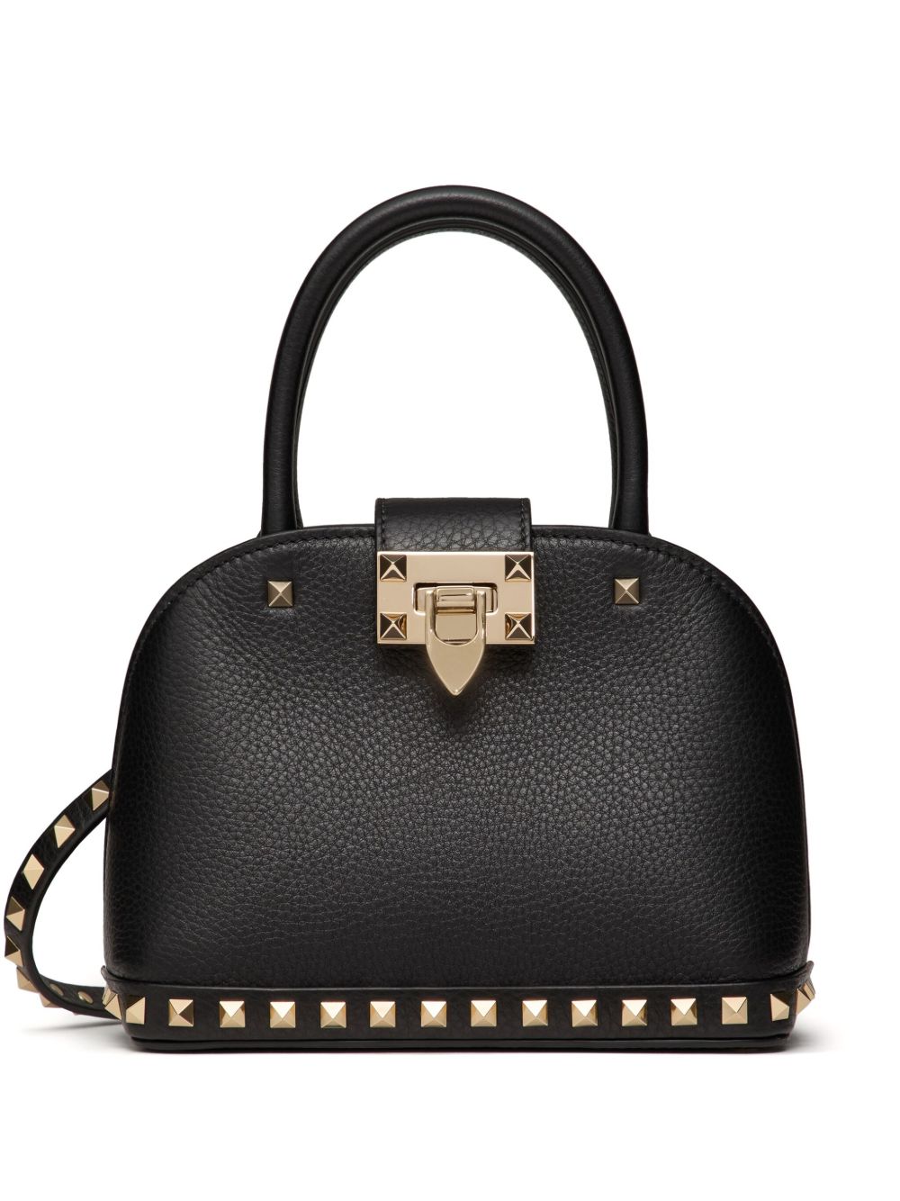 Valentino Garavani Rockstud 皮质手提包 - 黑色