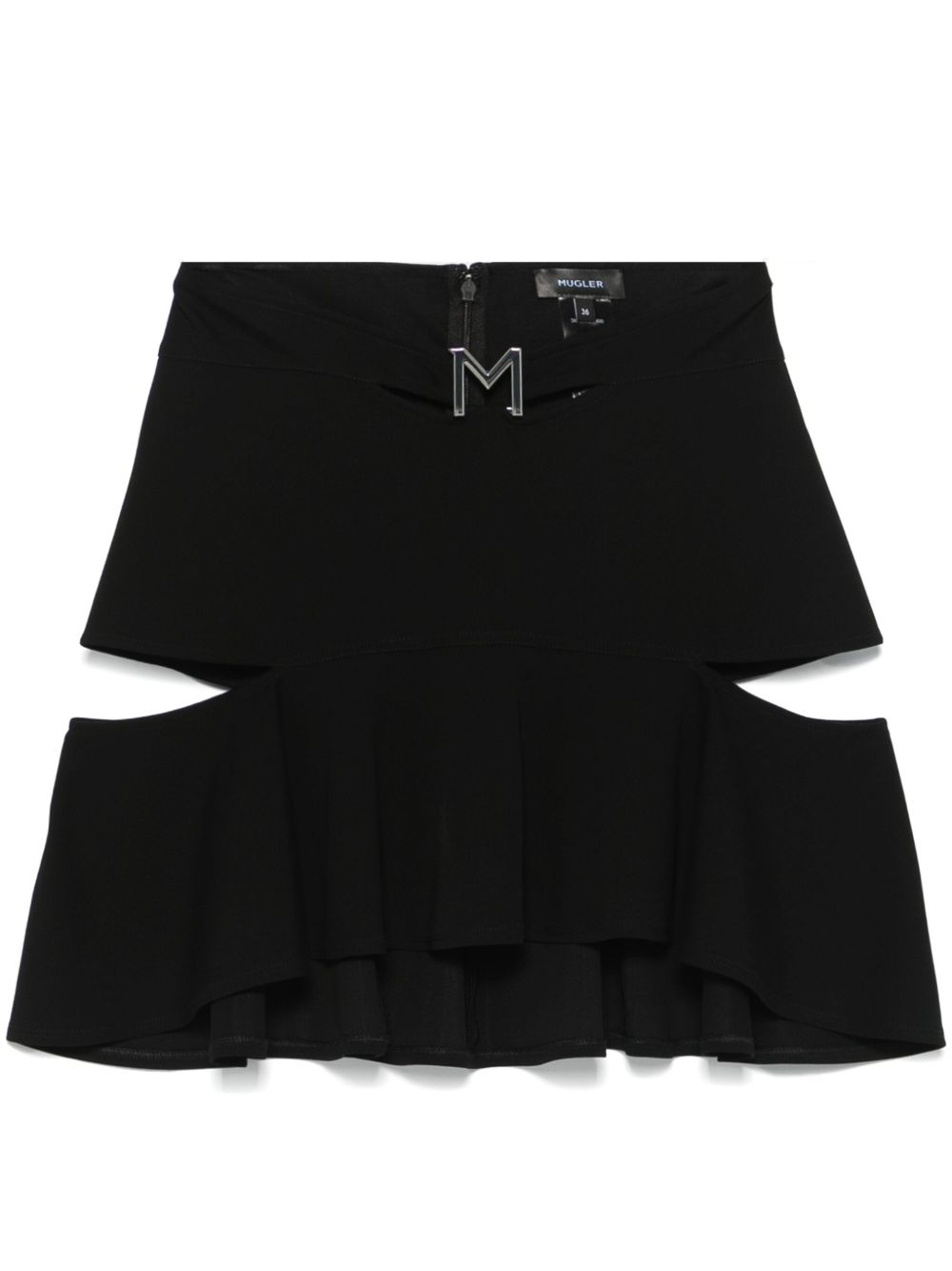 Mugler M 标牌镂空迷你半身裙 - 黑色