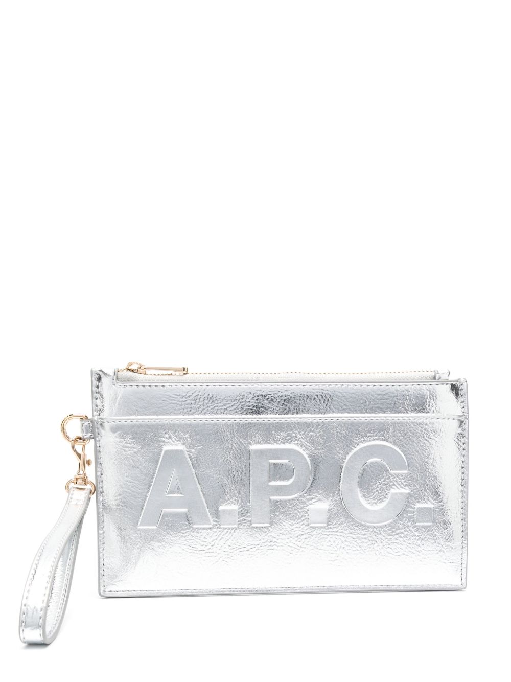 A.P.C. 拉链皮质手拿包 - 银色