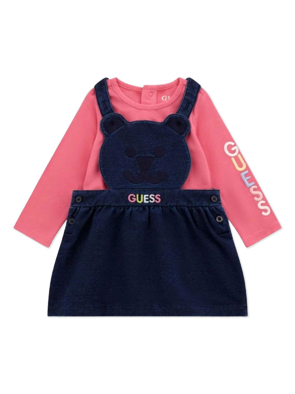guess kids 小熊图案连衣裙套装 - 粉色
