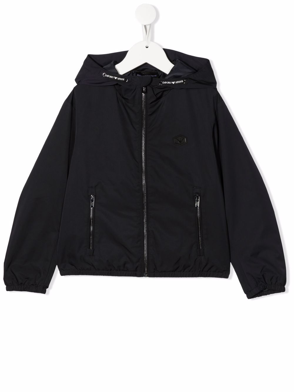 Emporio Armani Kids 拉链连帽夹克 - 蓝色