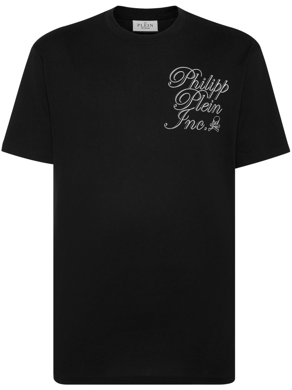 Philipp Plein logo印花棉T恤 - 黑色