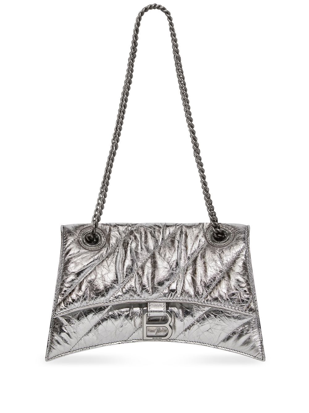 Balenciaga Crush 搭链肩带单肩包 - 银色
