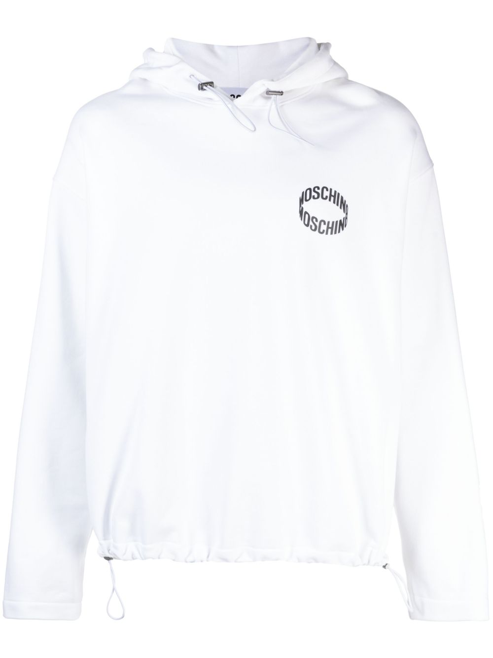 Moschino logo贴花棉卫衣 - 白色