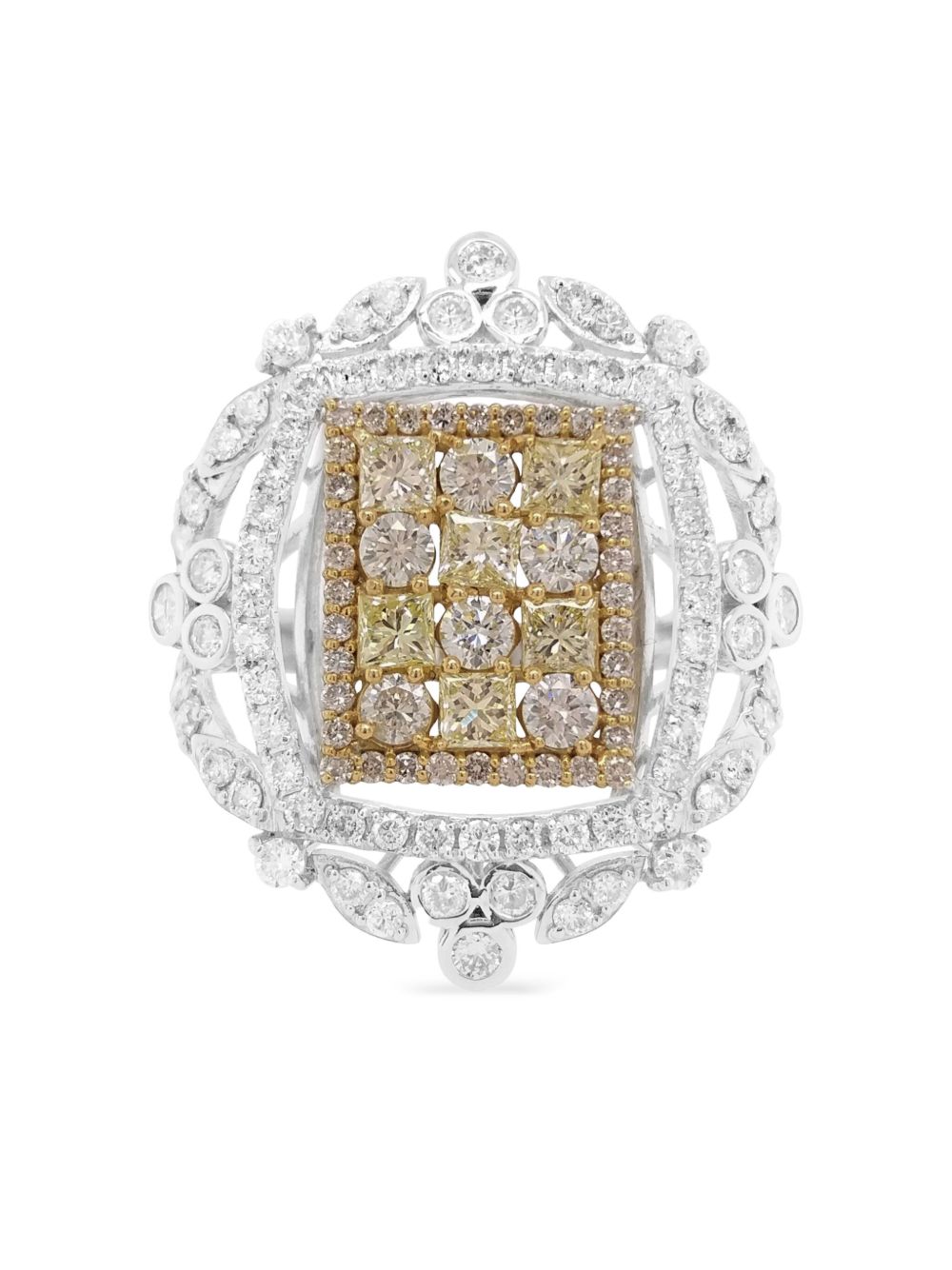 HYT Jewelry 18K白金钻石鸡尾酒戒指 - 银色