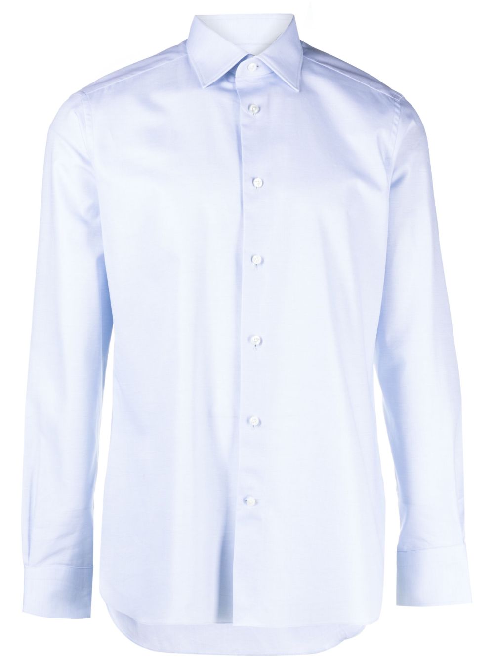 Zegna 经典领府绸棉衬衫 - 蓝色