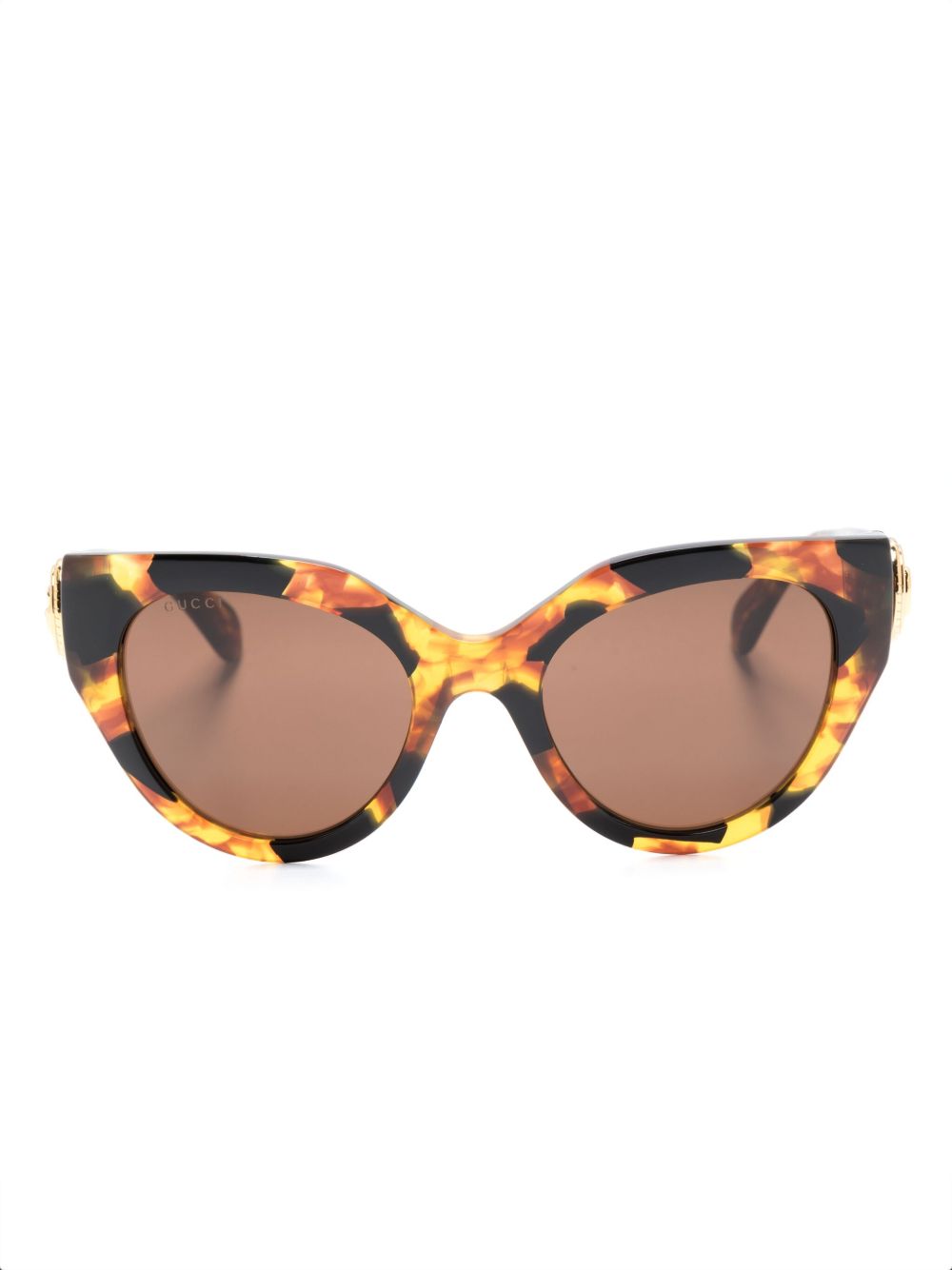 Gucci Eyewear logo标牌猫眼框太阳眼镜 - 褐色