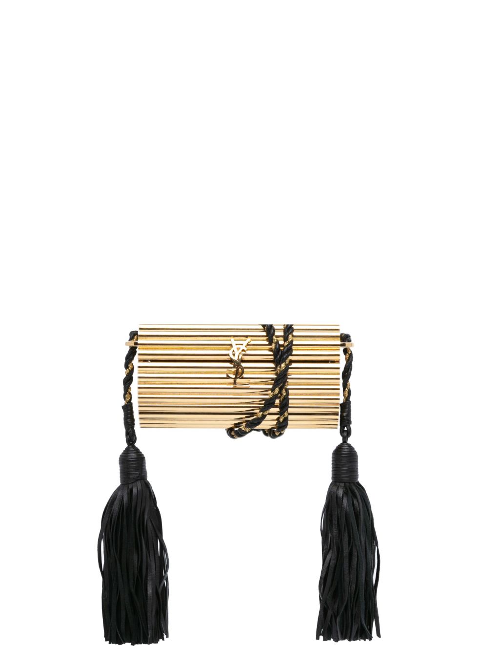 Saint Laurent Pre-Owned Monogram Opium Box 罗纹亚克力玻璃小羊皮流苏斜挎包（2016年典藏款） - 金色