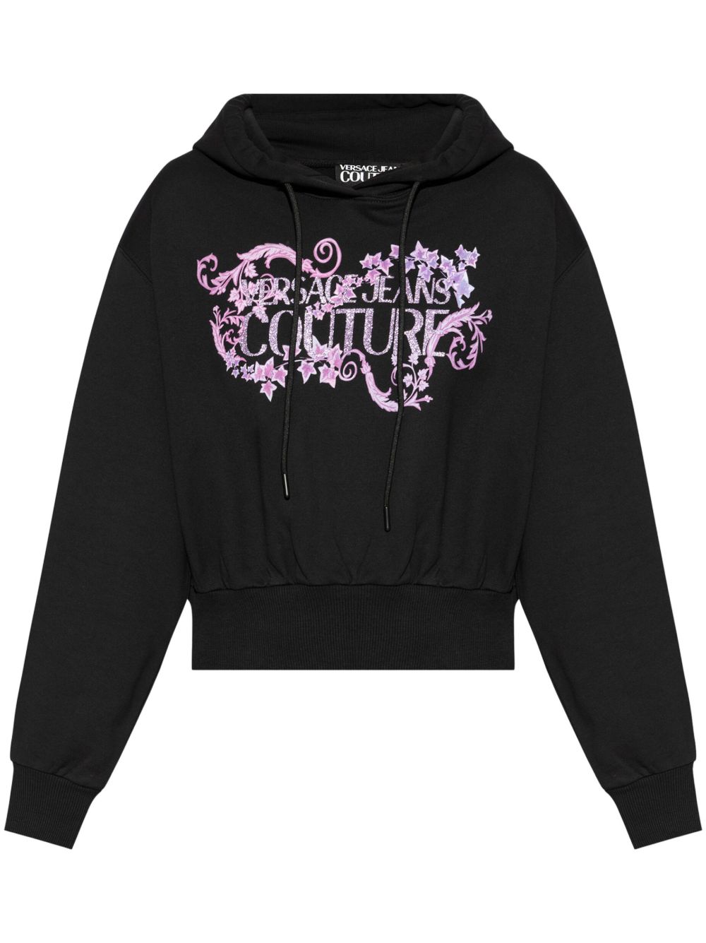 Versace Jeans Couture logo印花棉连帽衫 - 黑色