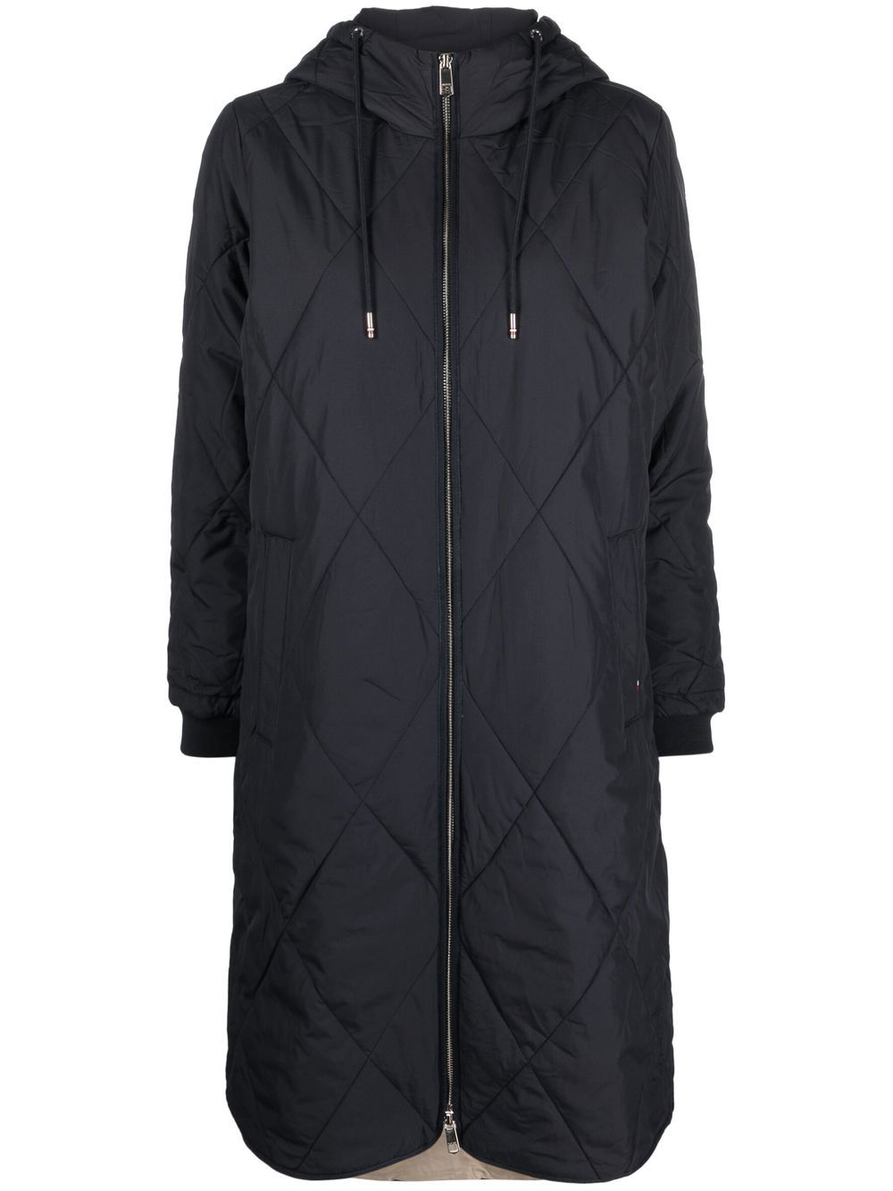 Tommy Hilfiger 菱纹绗缝连帽外套 - 蓝色