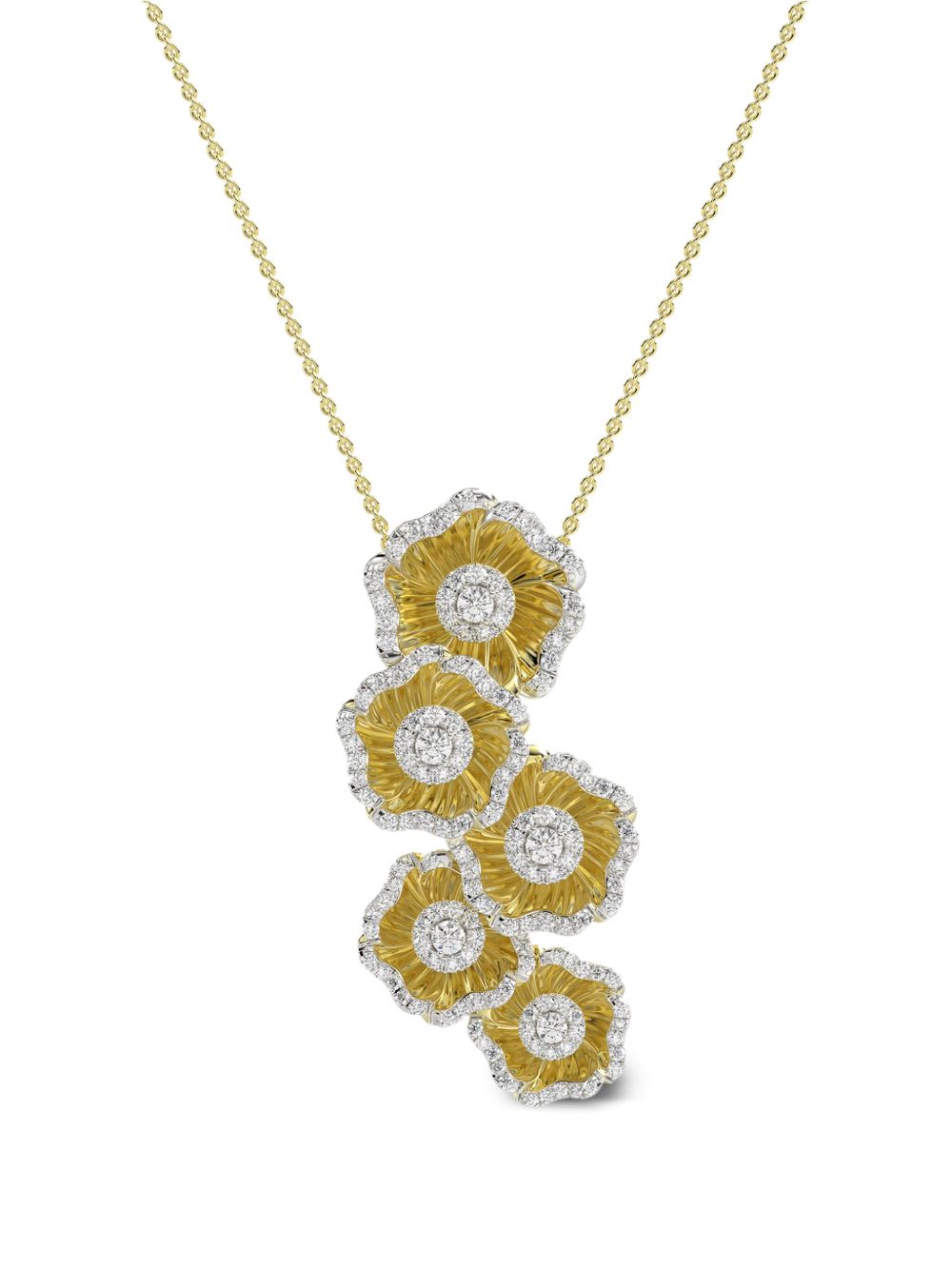 Marchesa 18K黄金花卉钻石项链 - 金色