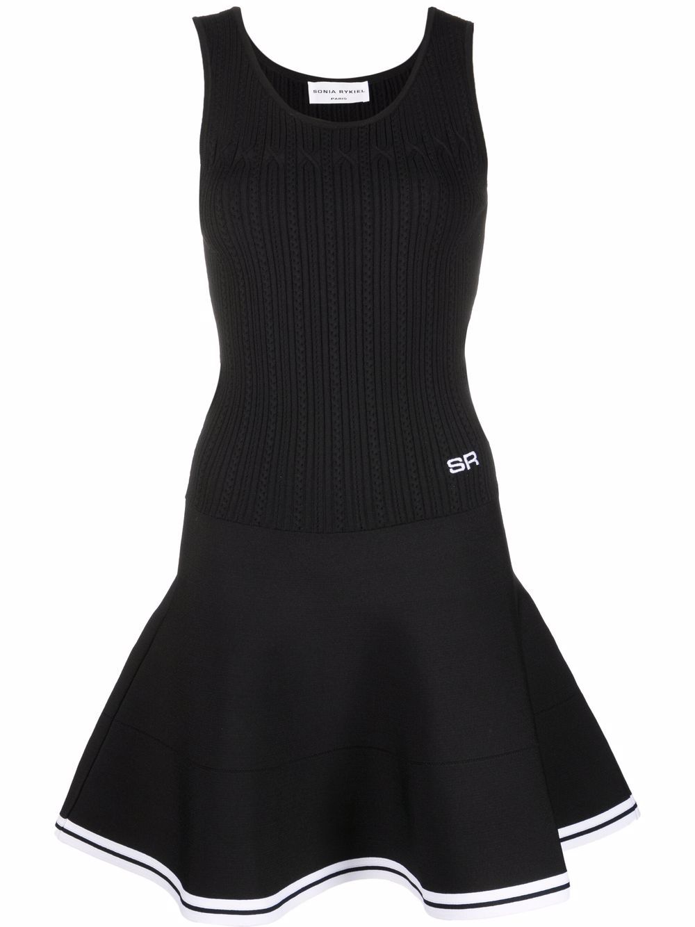 Sonia Rykiel logo刺绣针织连衣裙 - 黑色