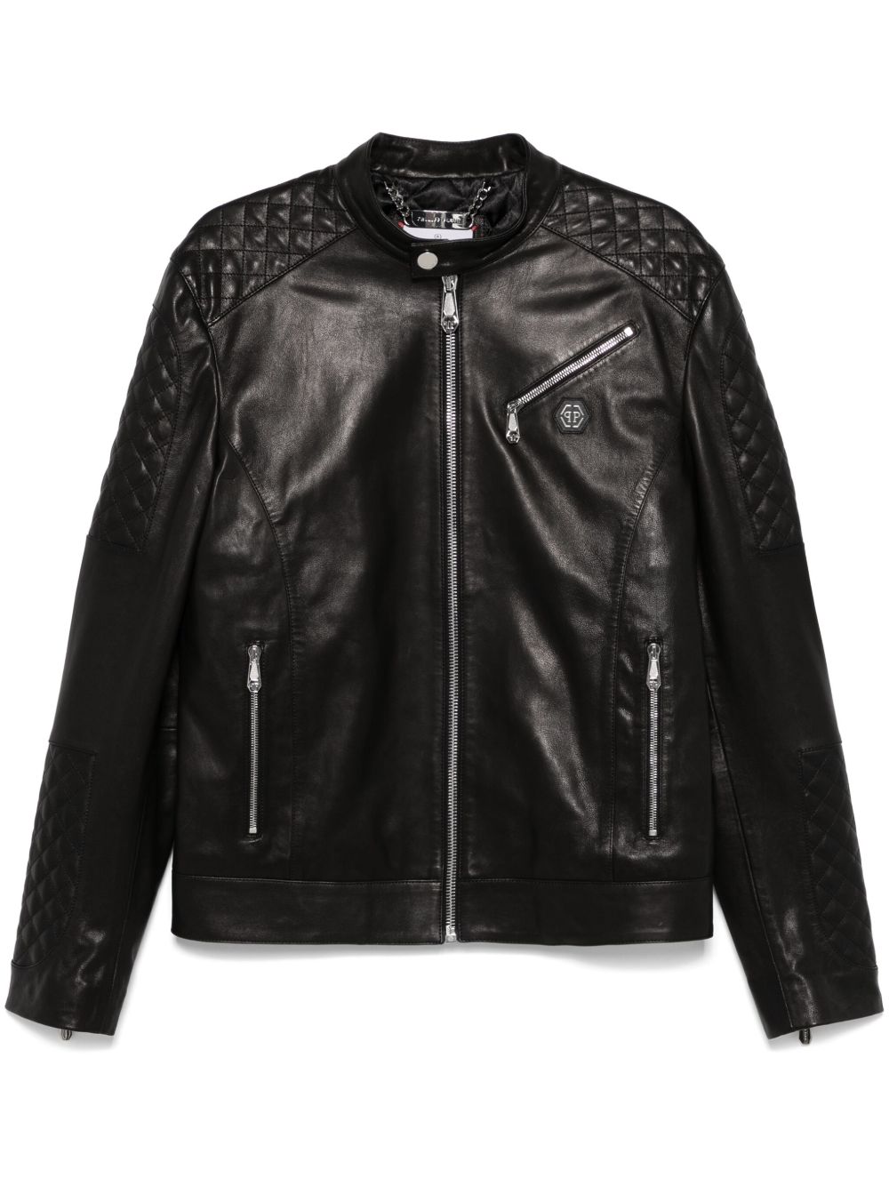 Philipp Plein 填充皮夹克 - 黑色