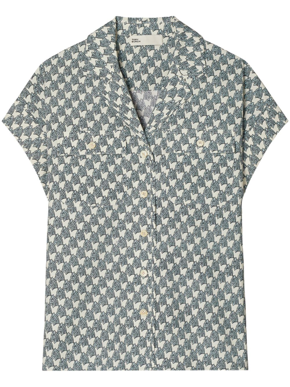Tory Burch 斑马纹府绸衬衫 - 蓝色