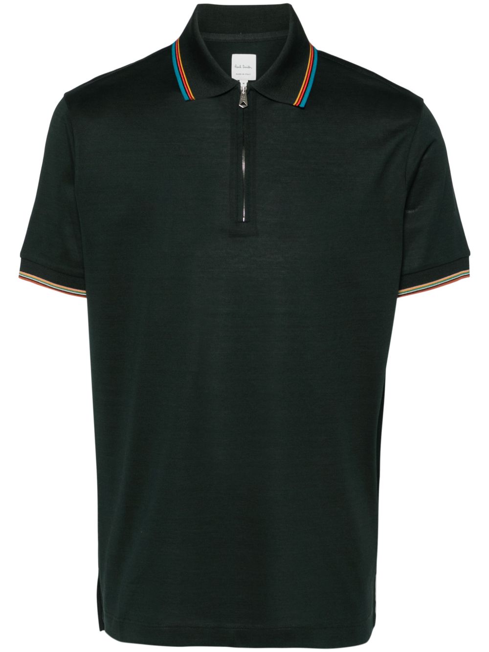 Paul Smith 条纹边饰棉polo衫 - 绿色