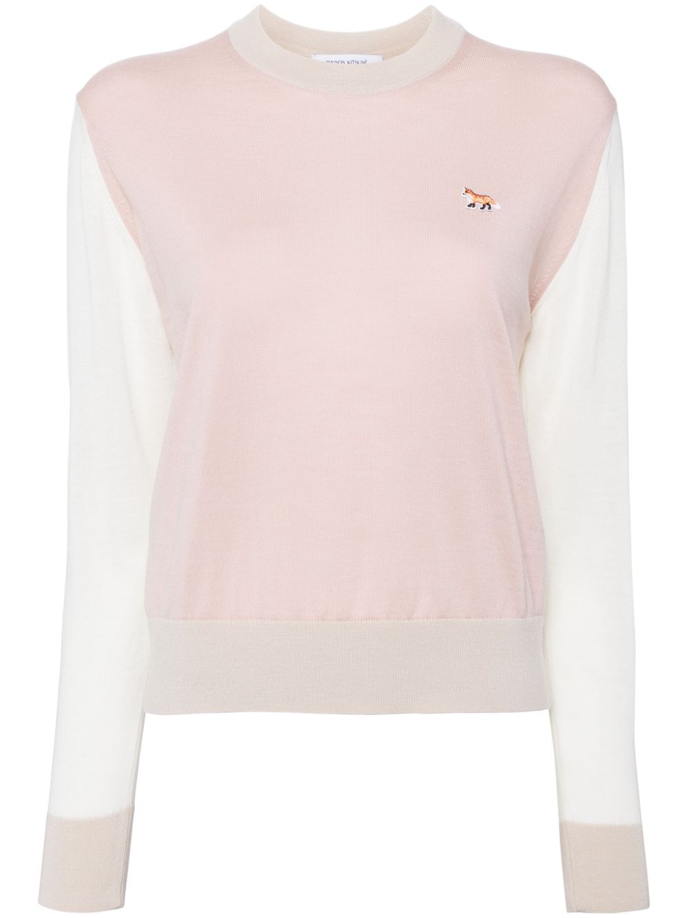Maison Kitsuné 小狐狸贴花拼色毛衣 - 粉色