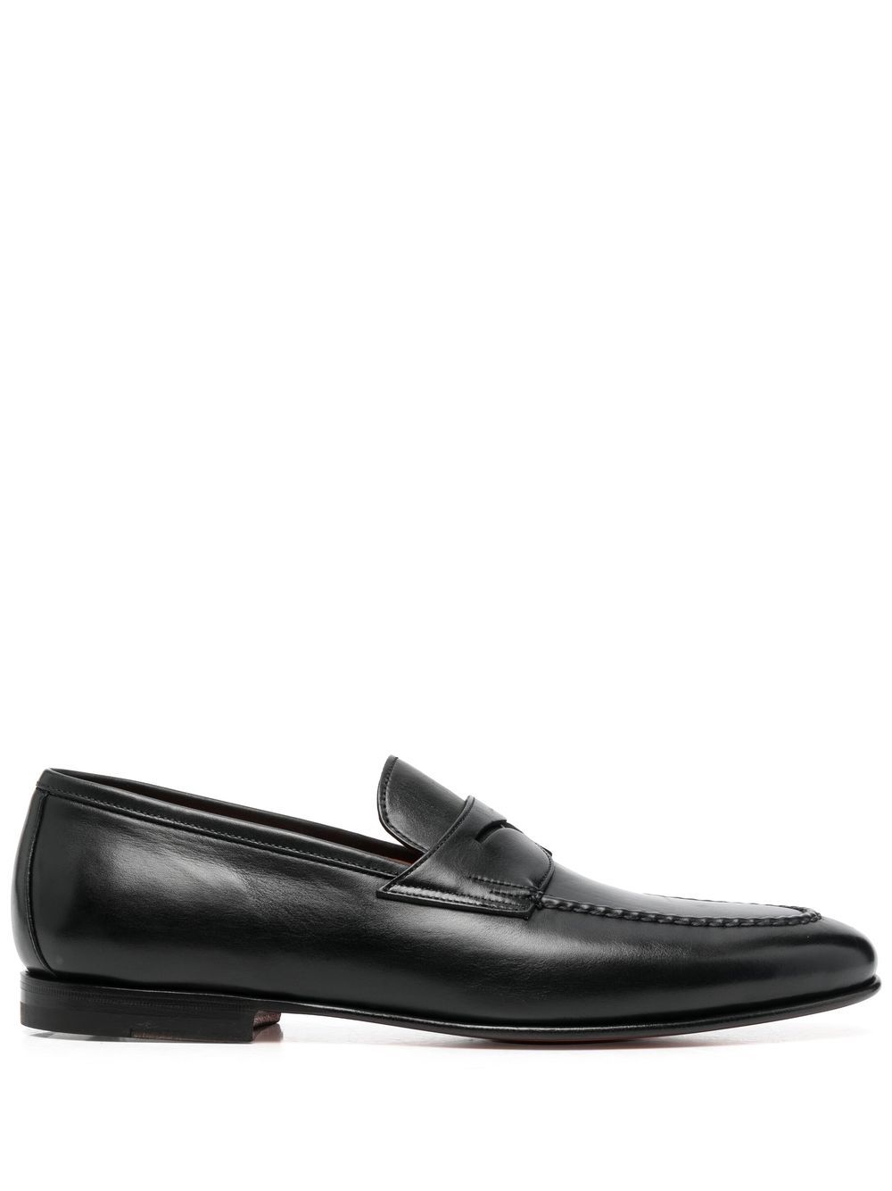 Santoni Penny 皮质乐福鞋 - 黑色