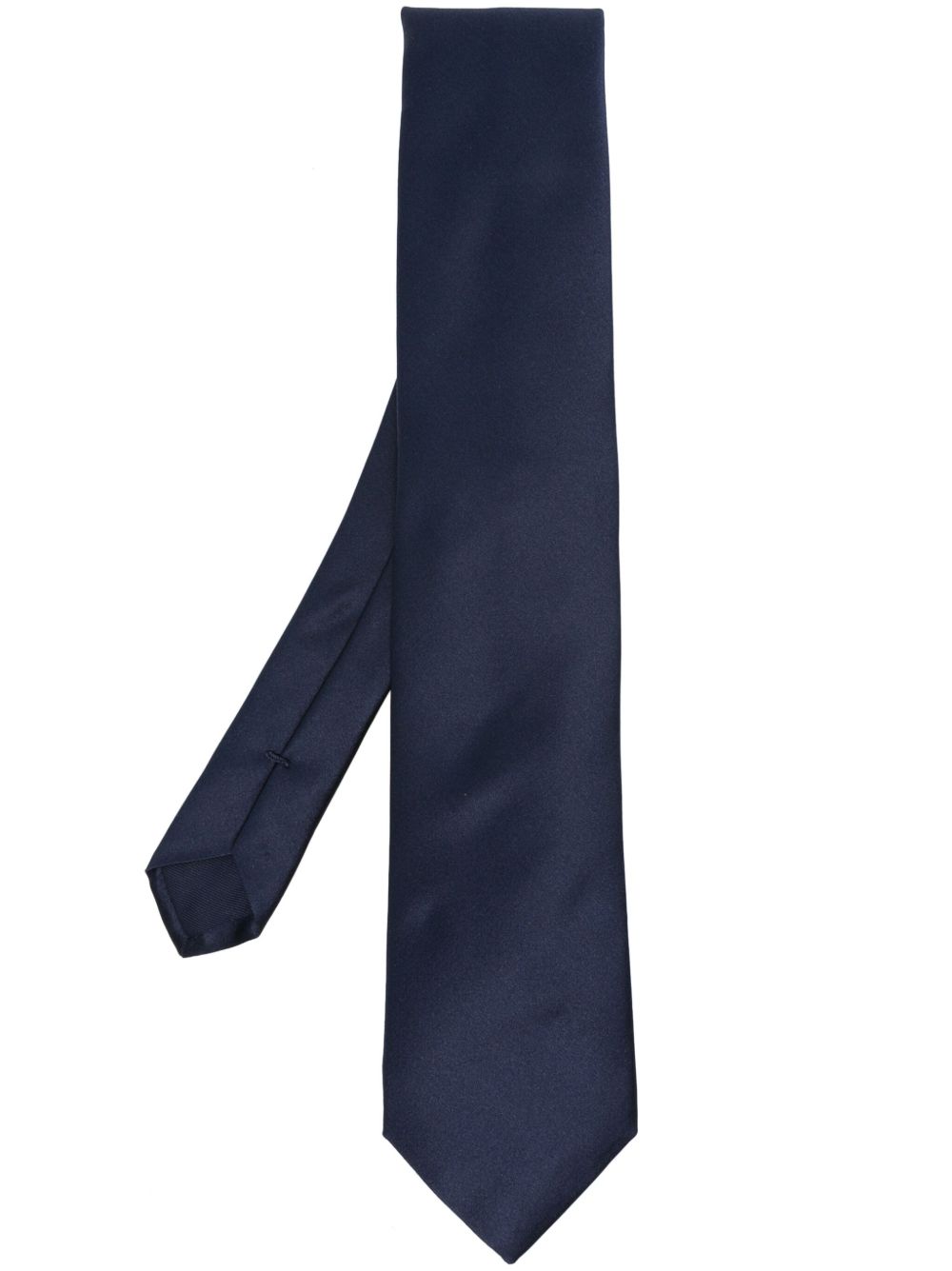 Corneliani 缎面设计真丝领带 - 蓝色