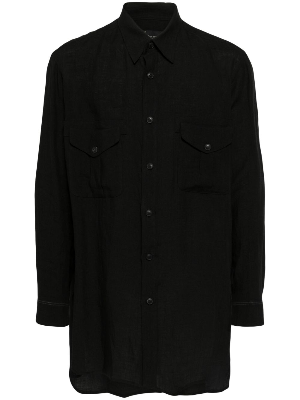Y's long-sleeve flax shirt - 黑色