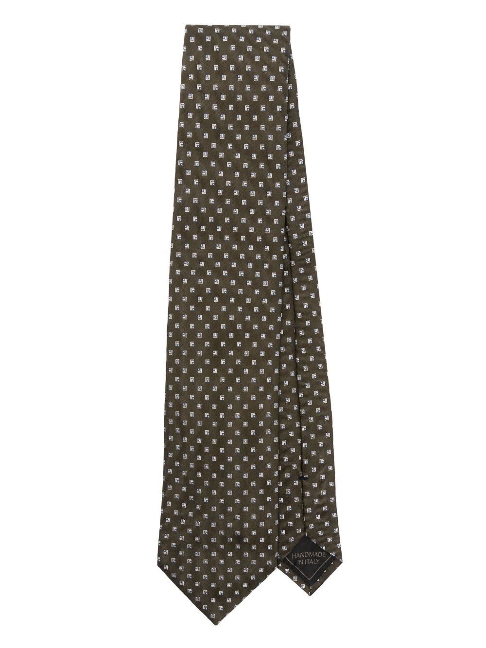 Brioni 几何提花领带 - 绿色