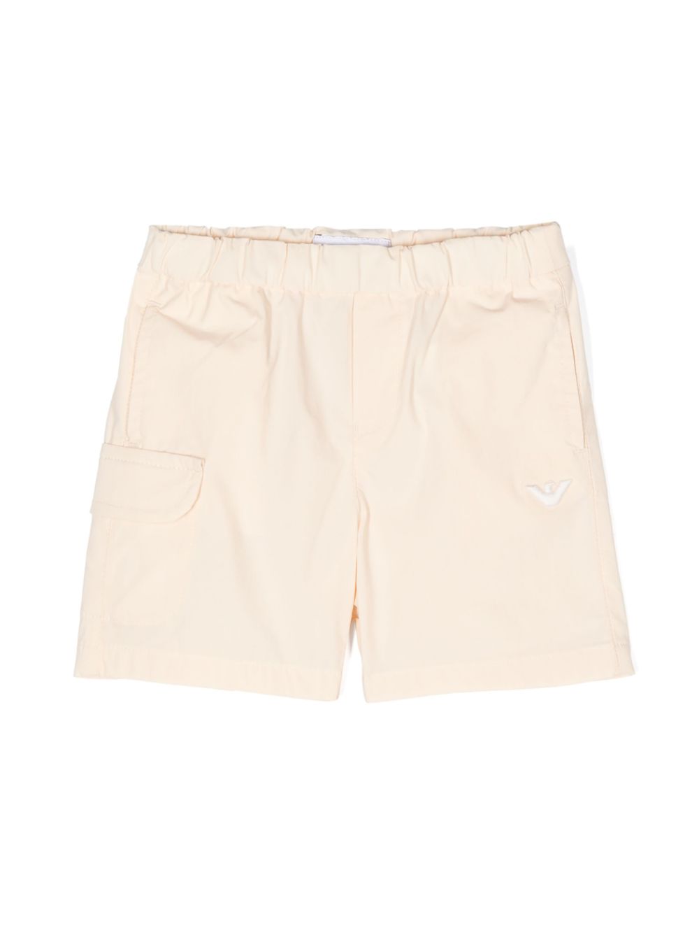 Emporio Armani Kids logo刺绣府绸短裤 - 中性色