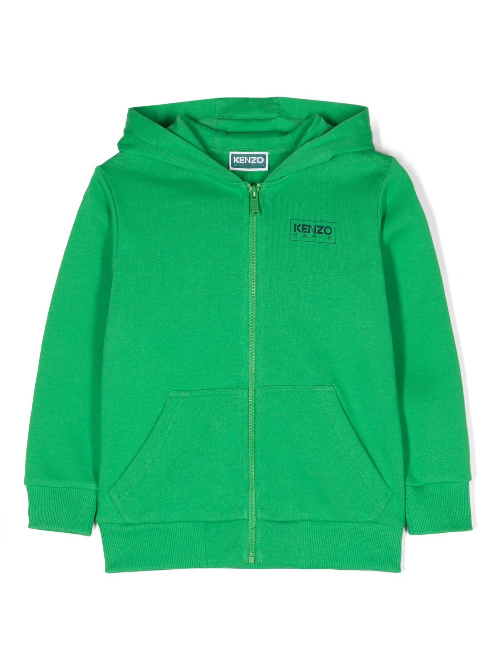 Kenzo Kids logo印花拉链卫衣 - 绿色