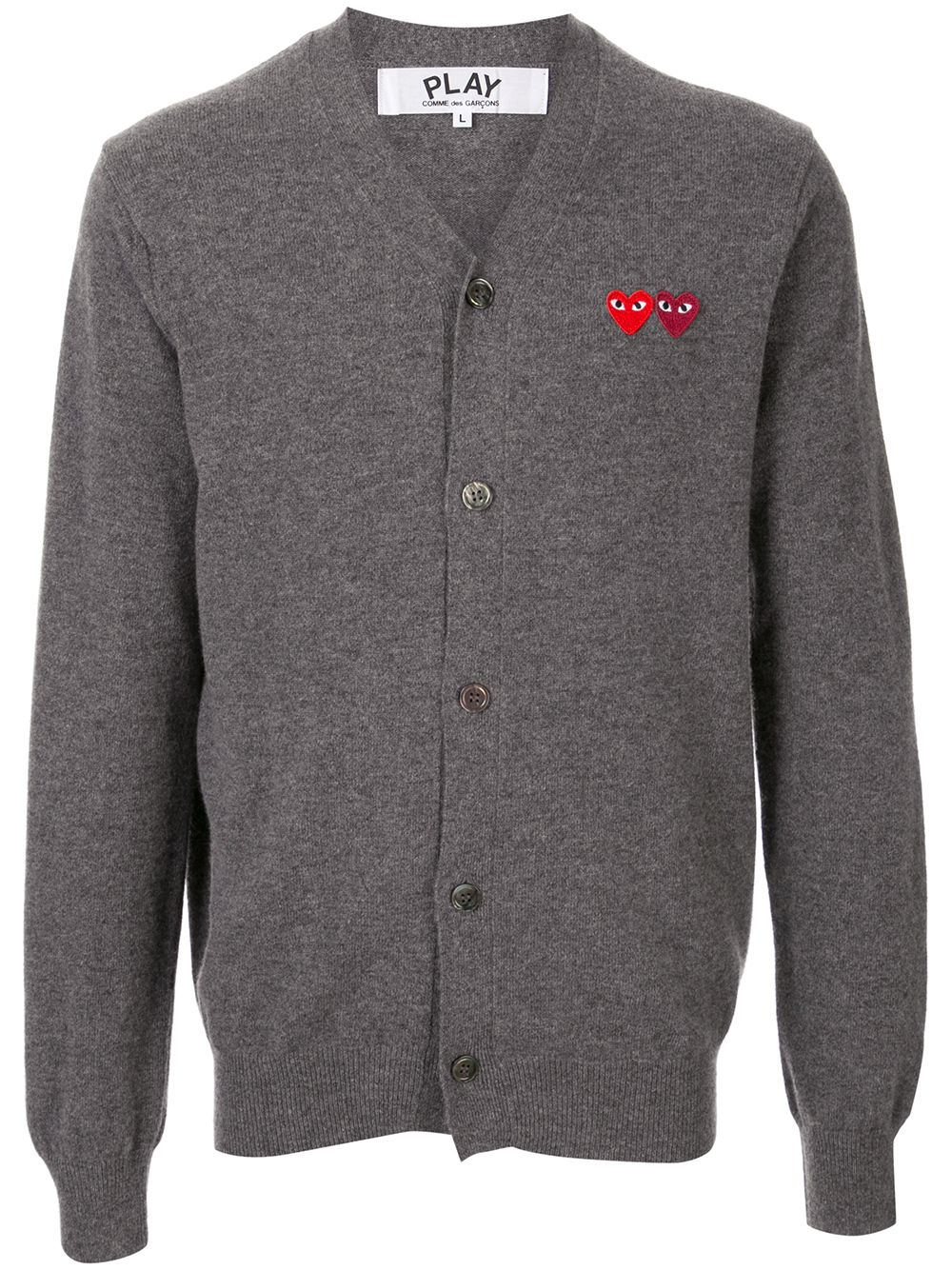 Comme Des Garçons Play logo刺绣开衫 - 灰色