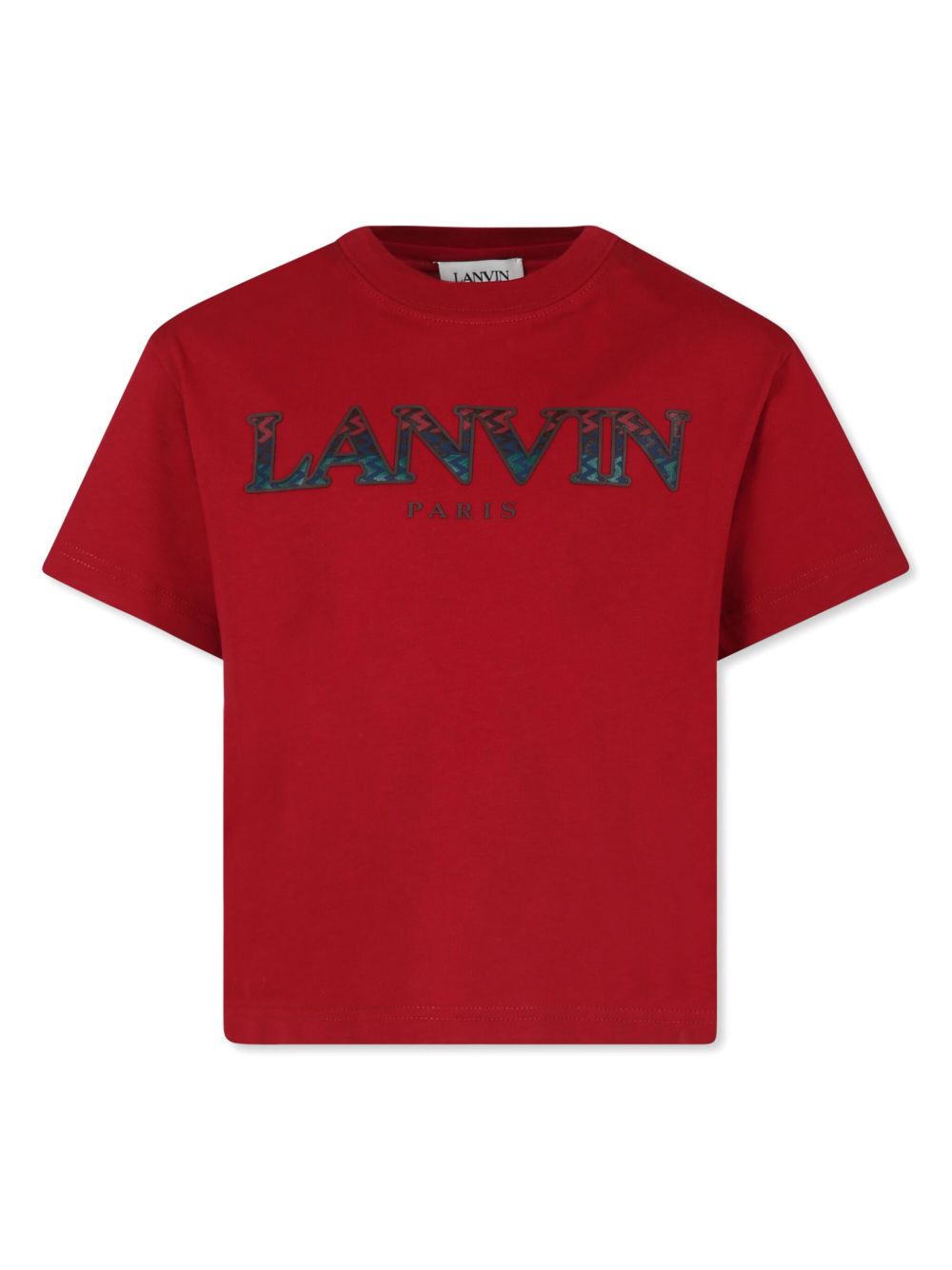 Lanvin Enfant logo刺绣圆领T恤 - 红色